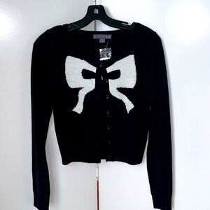 Black/white bow cardigan